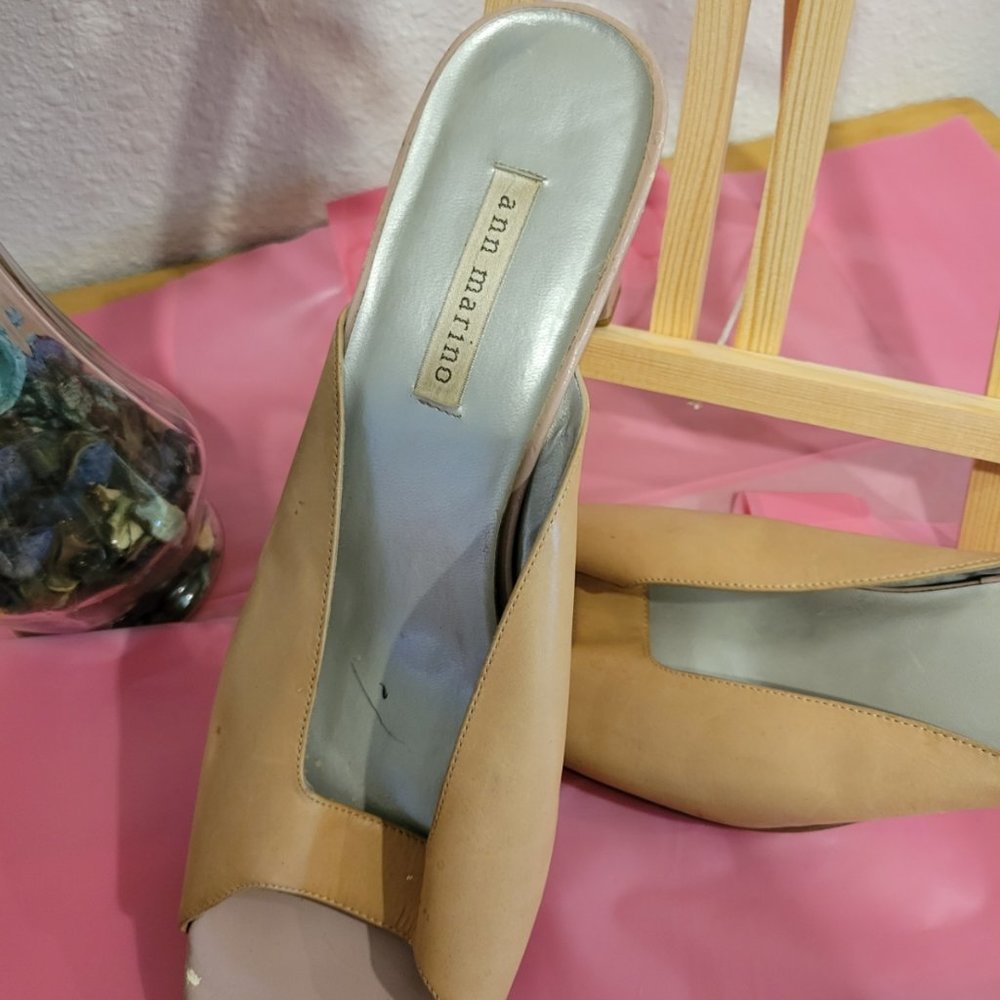 Pale pink leather mule sandals size 10